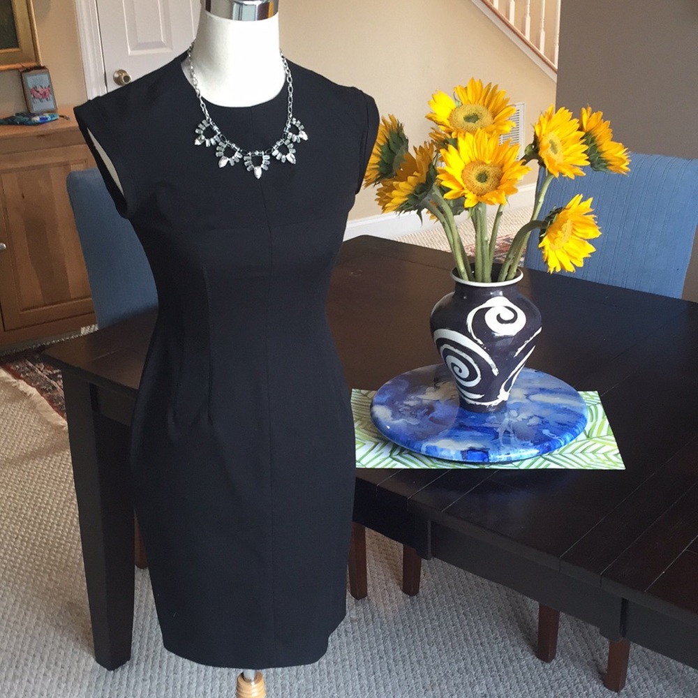 Banana Republic Black Sheath Stitch Detail Dress Size 0 Petite